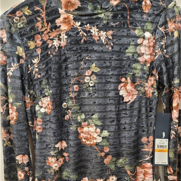 Rachel Roy Velvet Floral Print Midi Dress with Mockneck - Picture 4 of 8